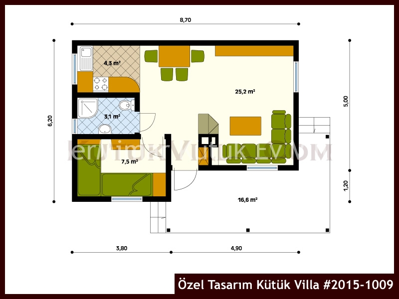 Özel Tasarım Kütük Villa #2015-1009 Kütük Ev İç/Dış Görseli 2